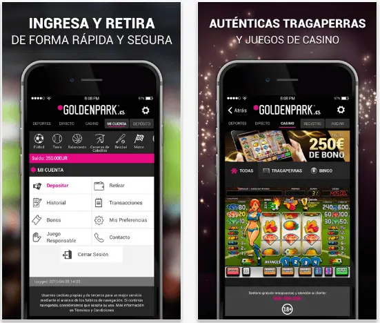 GoldenPark Casino bonos aplicación móvil
