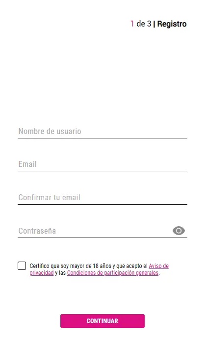 proceso de registro GoldenPark Casino